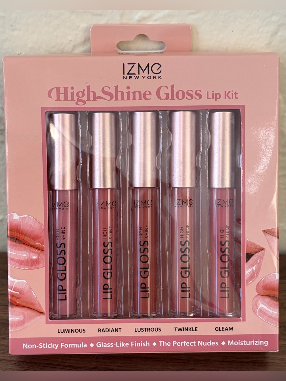 IZME New York High Shine Lip Gloss Kit 5 Nude Shades New